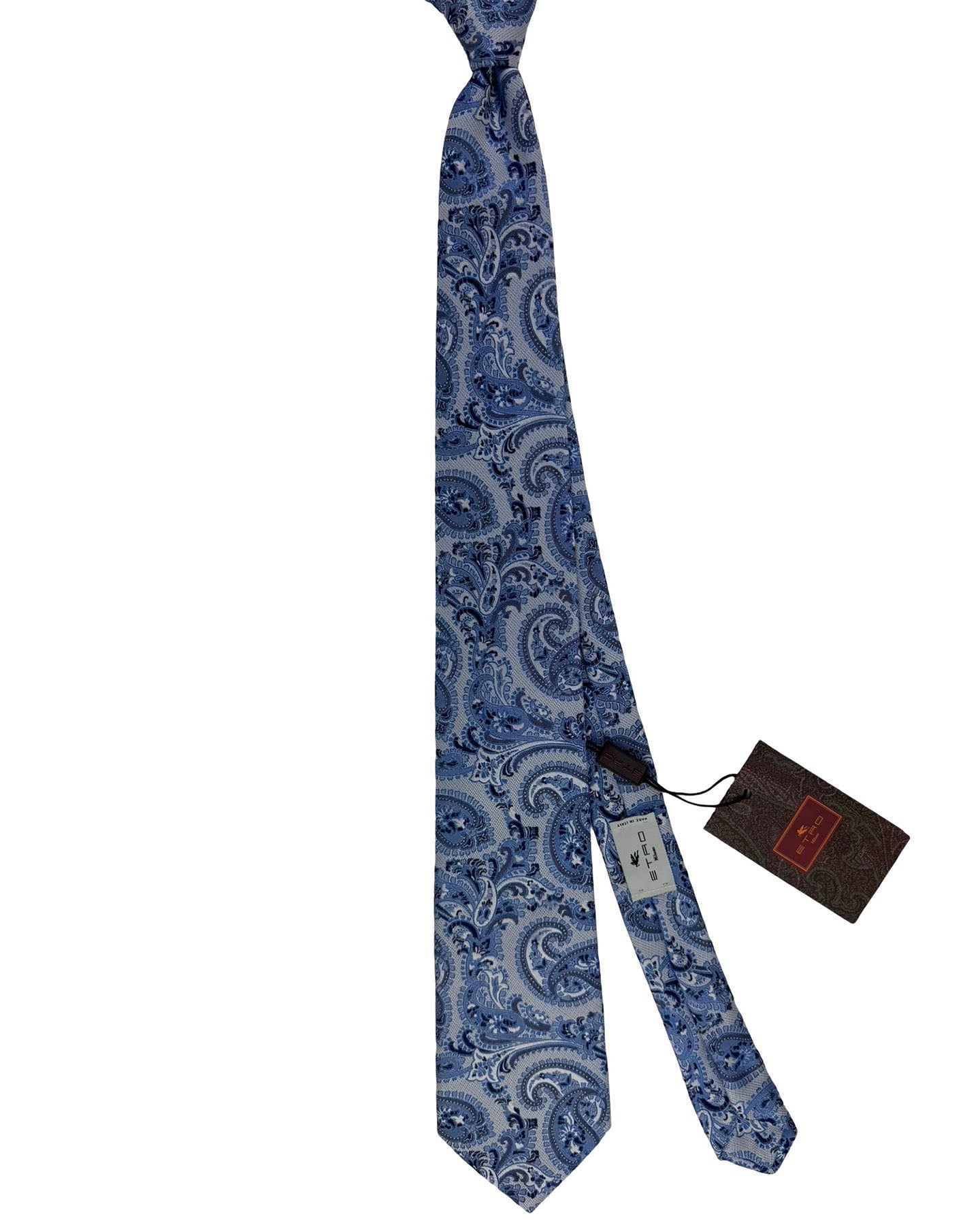 Etro Silk Tie Gray Blue Paisley 