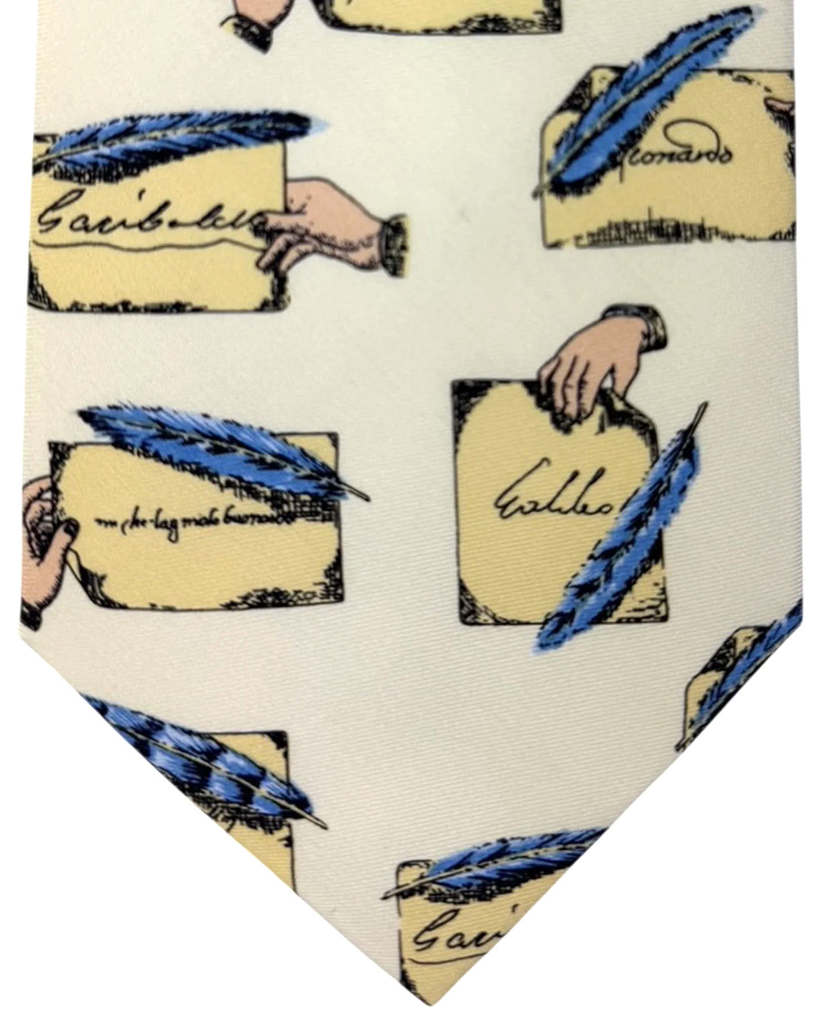 Fornasetti Tie White Autografi Design - Wide Necktie