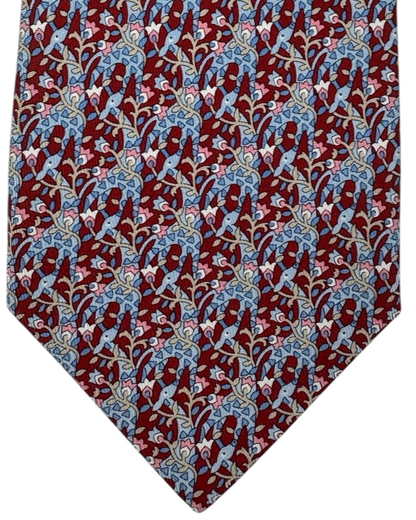 Salvatore Ferragamo Tie Bordeaux Blue Pink Giraffes