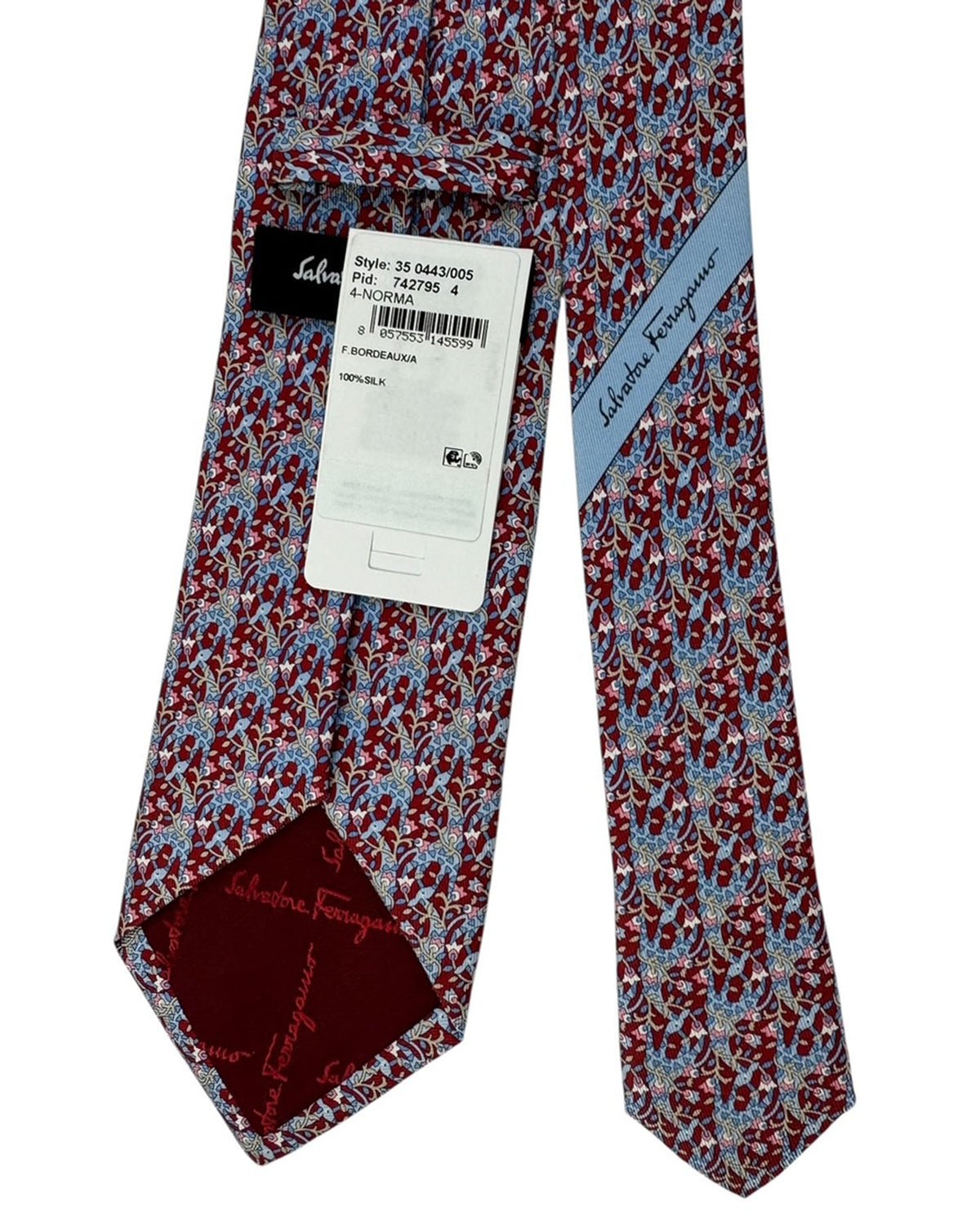 Salvatore Ferragamo TieRed With Blue And Pink Giraffes