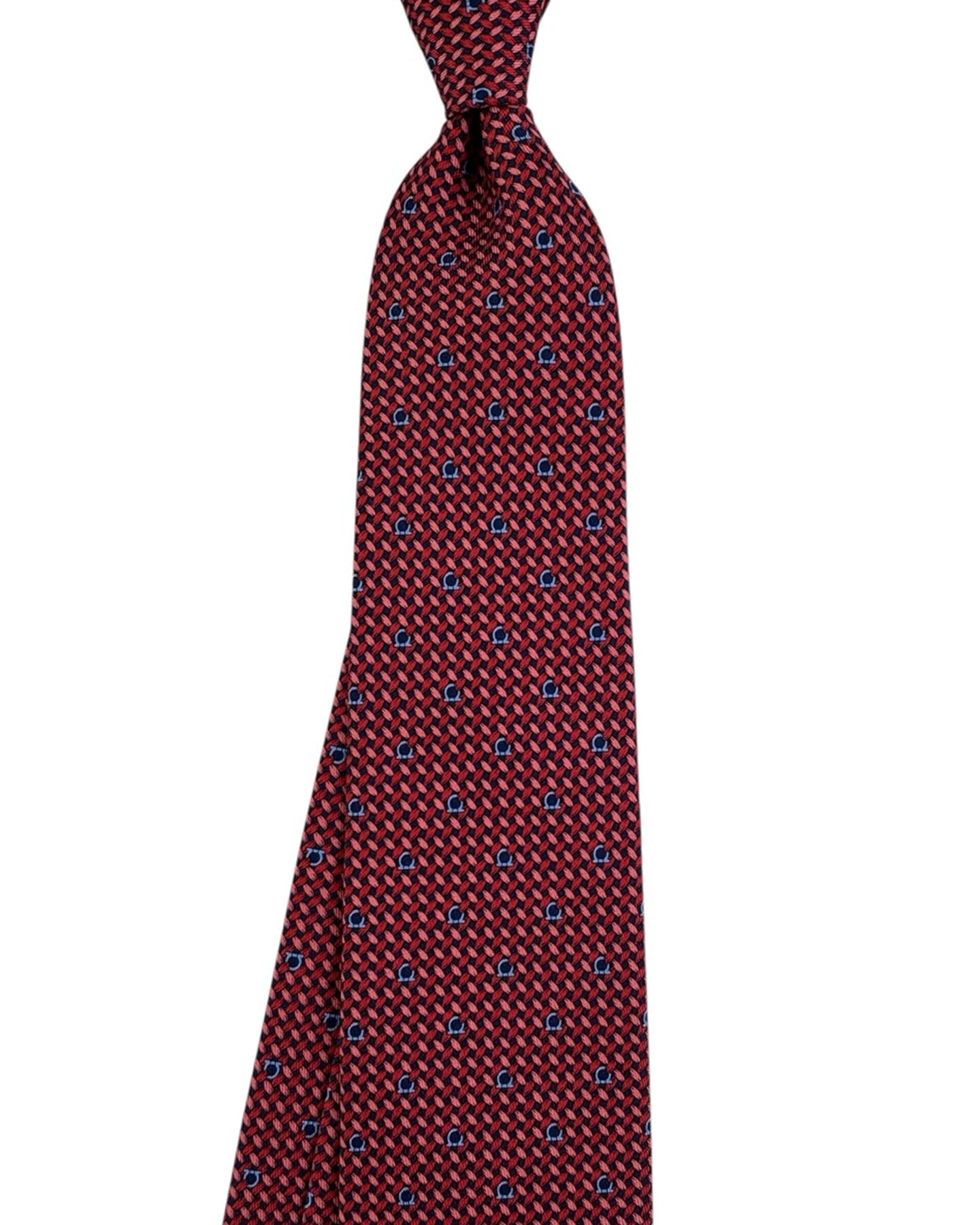 Salvatore Ferragamo Tie Red Pink Maglia Gancini Design