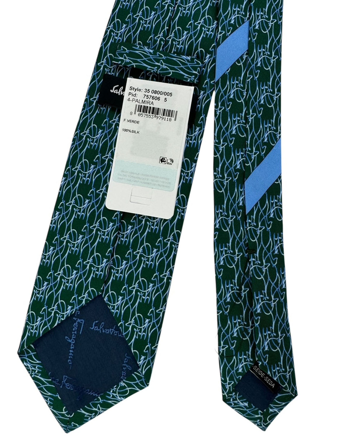 Salvatore Ferragamo Tie Blue Giraffes Green