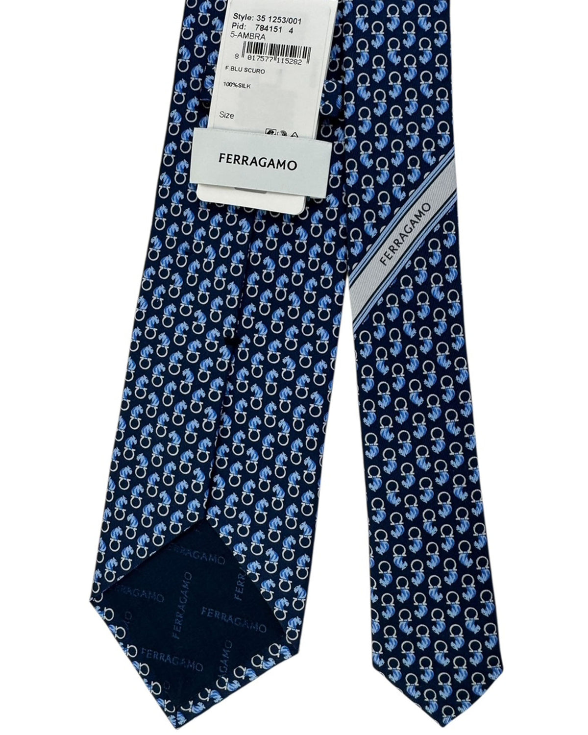 Salvatore Ferragamo Tie Midnight Blue With Equestrian Horseshoe  - New Collection