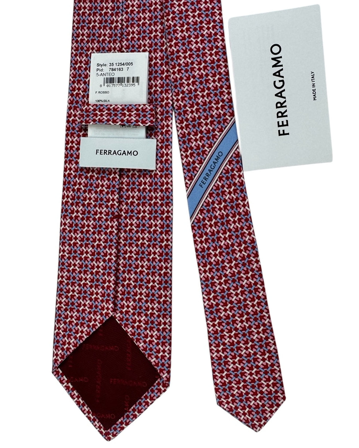 Salvatore Ferragamo Tie Red And Pink Geometric Gancini