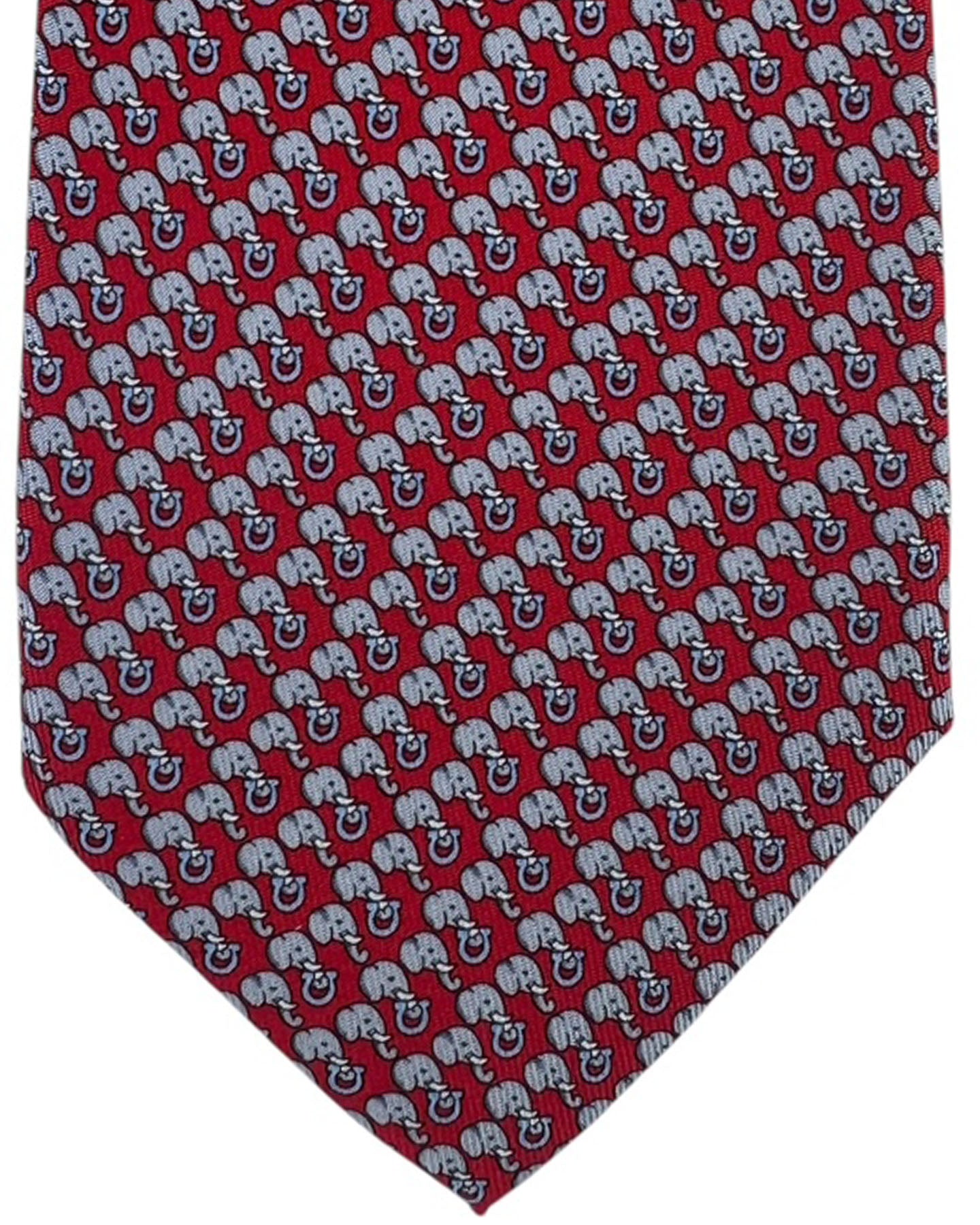 Salvatore Ferragamo Tie Red Elephant And Gancini - New Collection