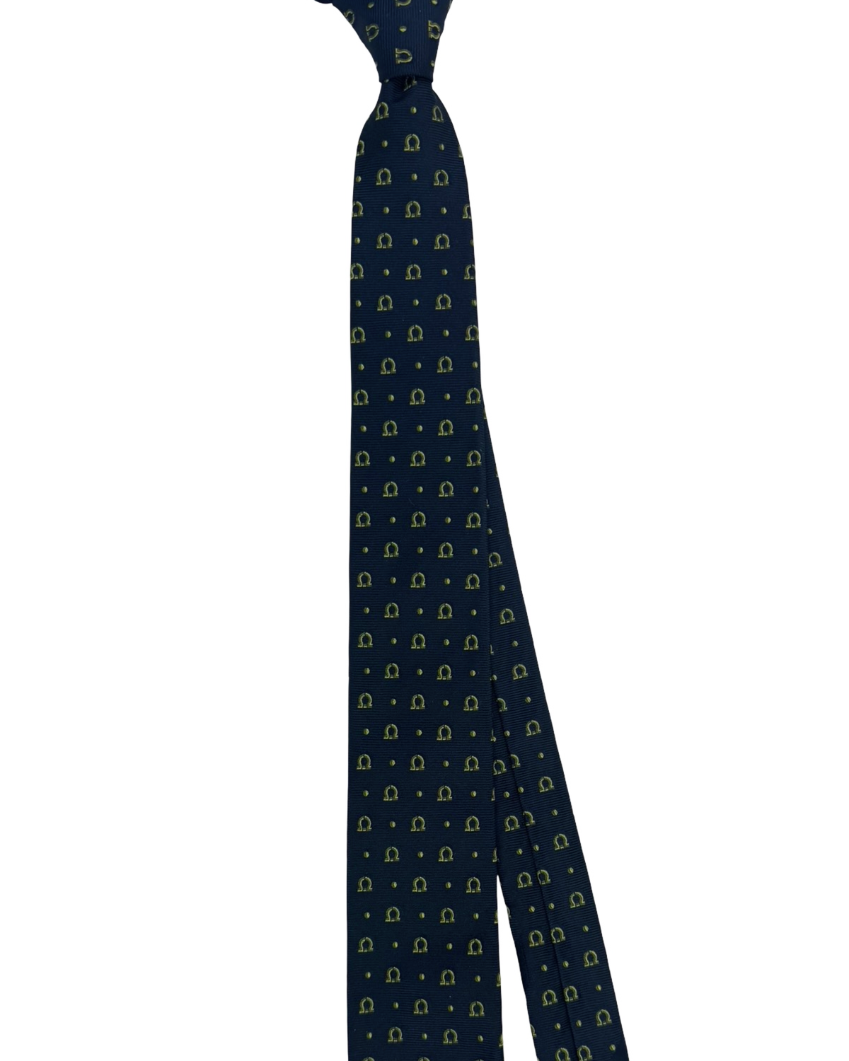 Salvatore Ferragamo Tie Midnight Blue Green Gancini Pattern