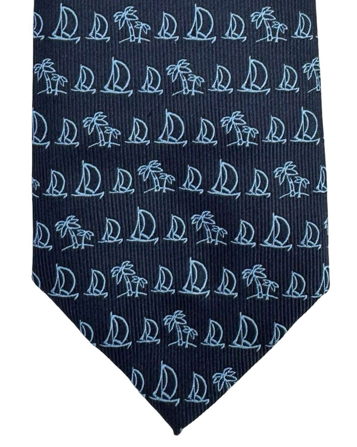 Salvatore Ferragamo Silk Tie Navy Blue Nautic Design