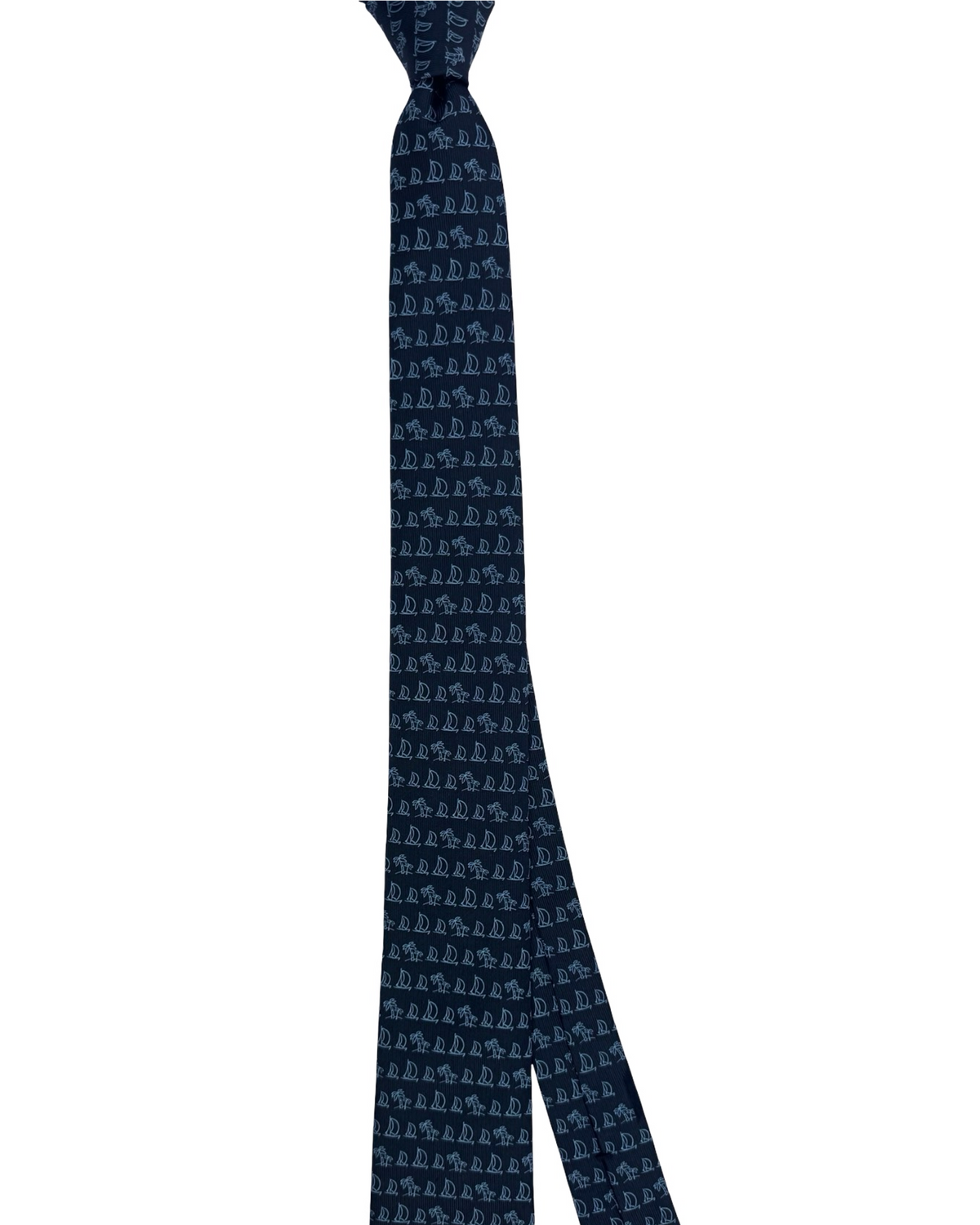 Salvatore Ferragamo Silk Tie Navy Blue Nautic Design