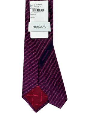 Salvatore Ferragamo Signature Tie Bordeaux Pink Logo Design