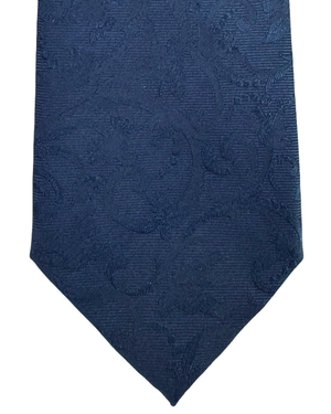 Salvatore Ferragamo Textured Silk Tie Royal Blue Embroidered Goose Icon