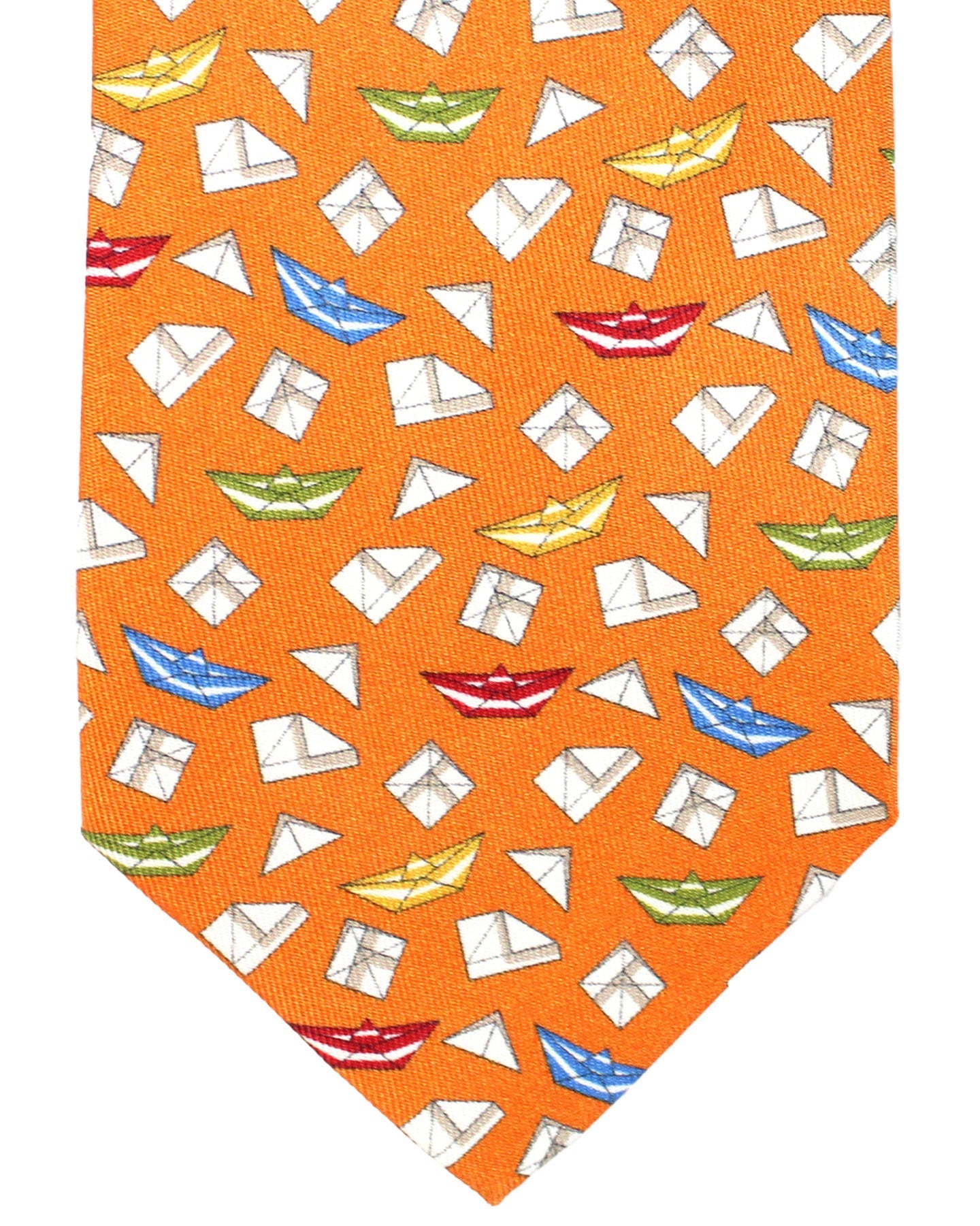 Salvatore Ferragamo Silk Tie Orange Origami Novelty Design