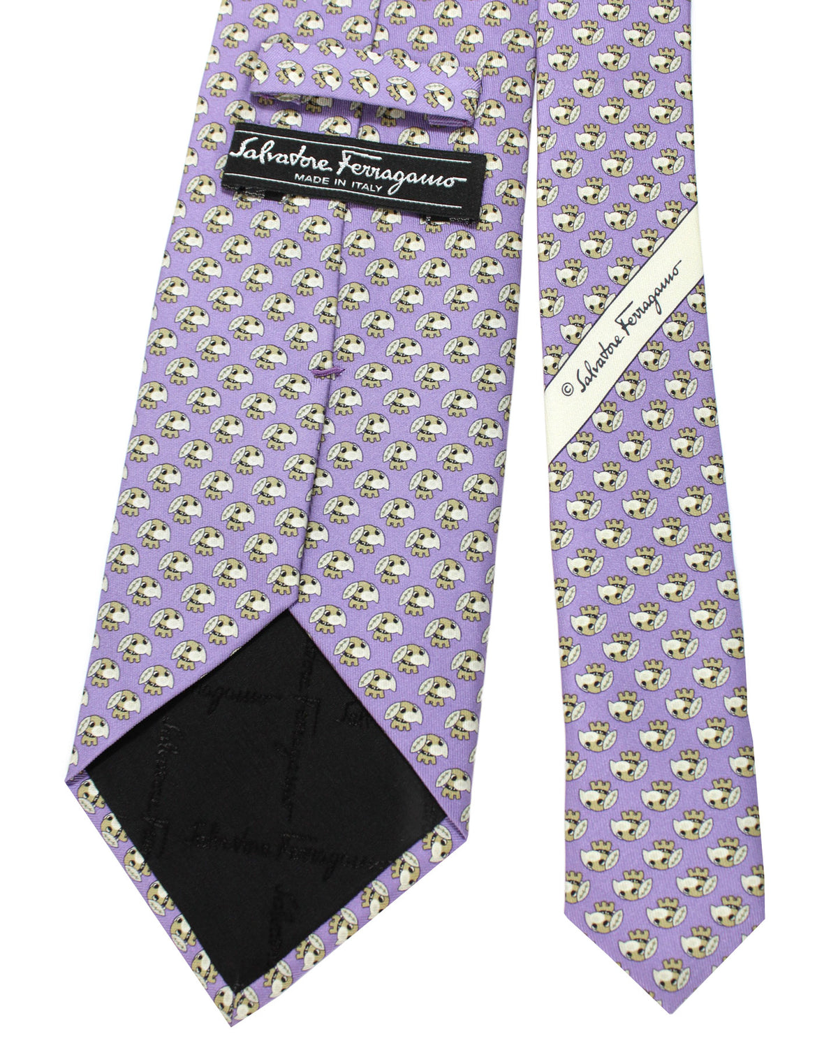 Salvatore Ferragamo Tie Lilac Dog Novelty FINAL SALE