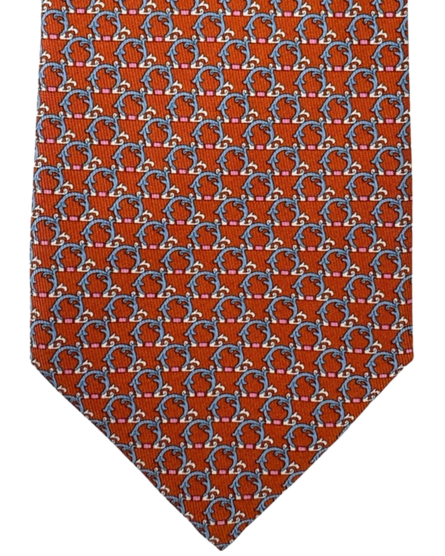 Salvatore Ferragamo Silk Tie Orange Interlocking Gancini
