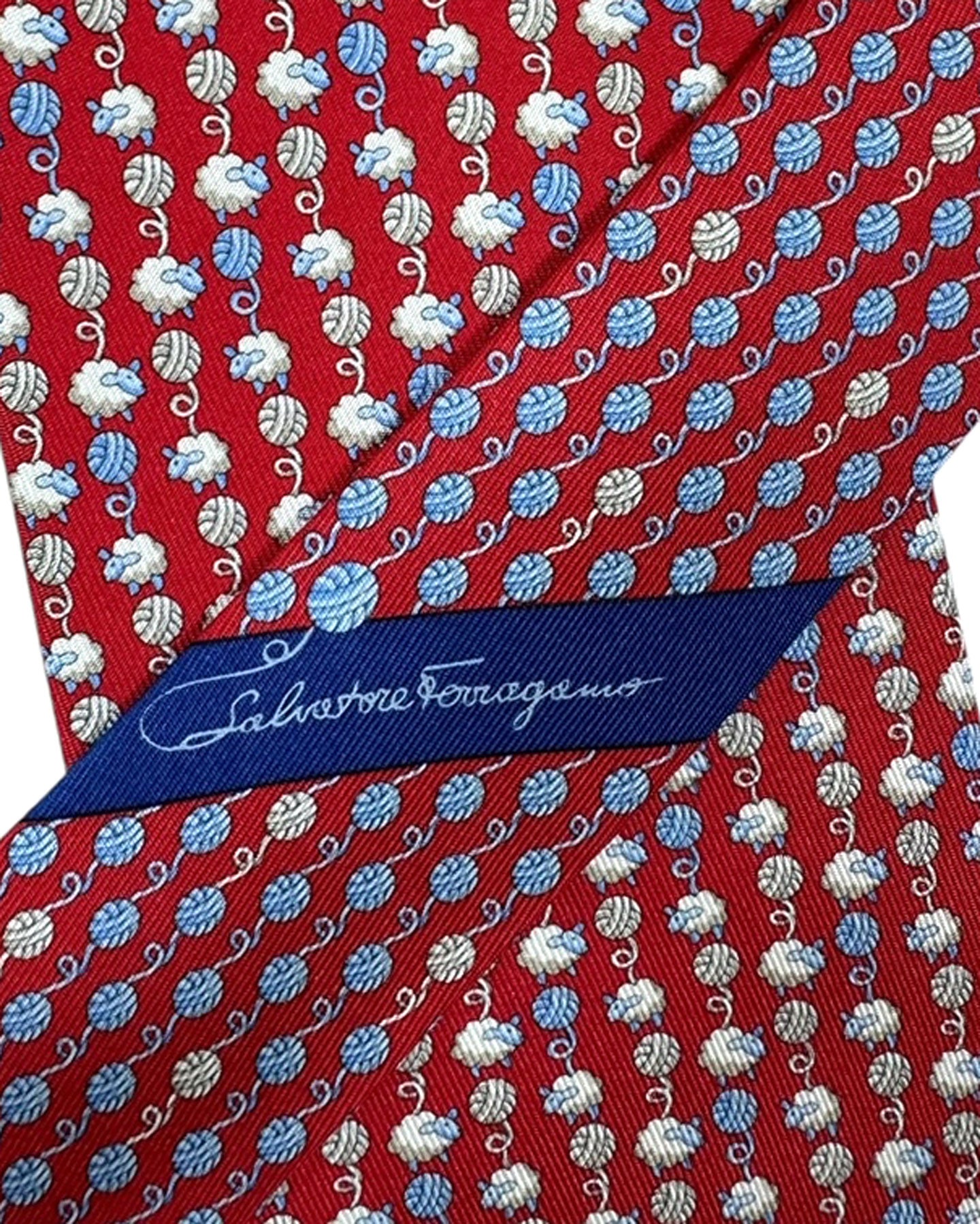 Salvatore Ferragamo Tie Red Sheep