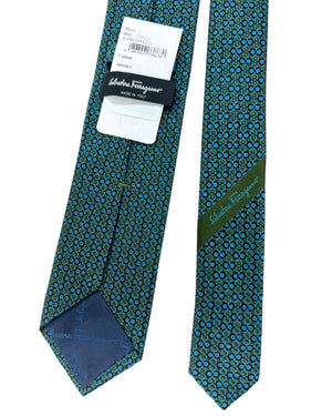 Salvatore Ferragamo Narrow Tie Green Gancini Design