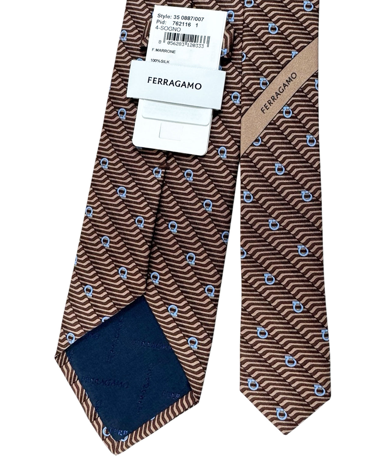 Salvatore Ferragamo Silk Tie Brown Gancini SALE