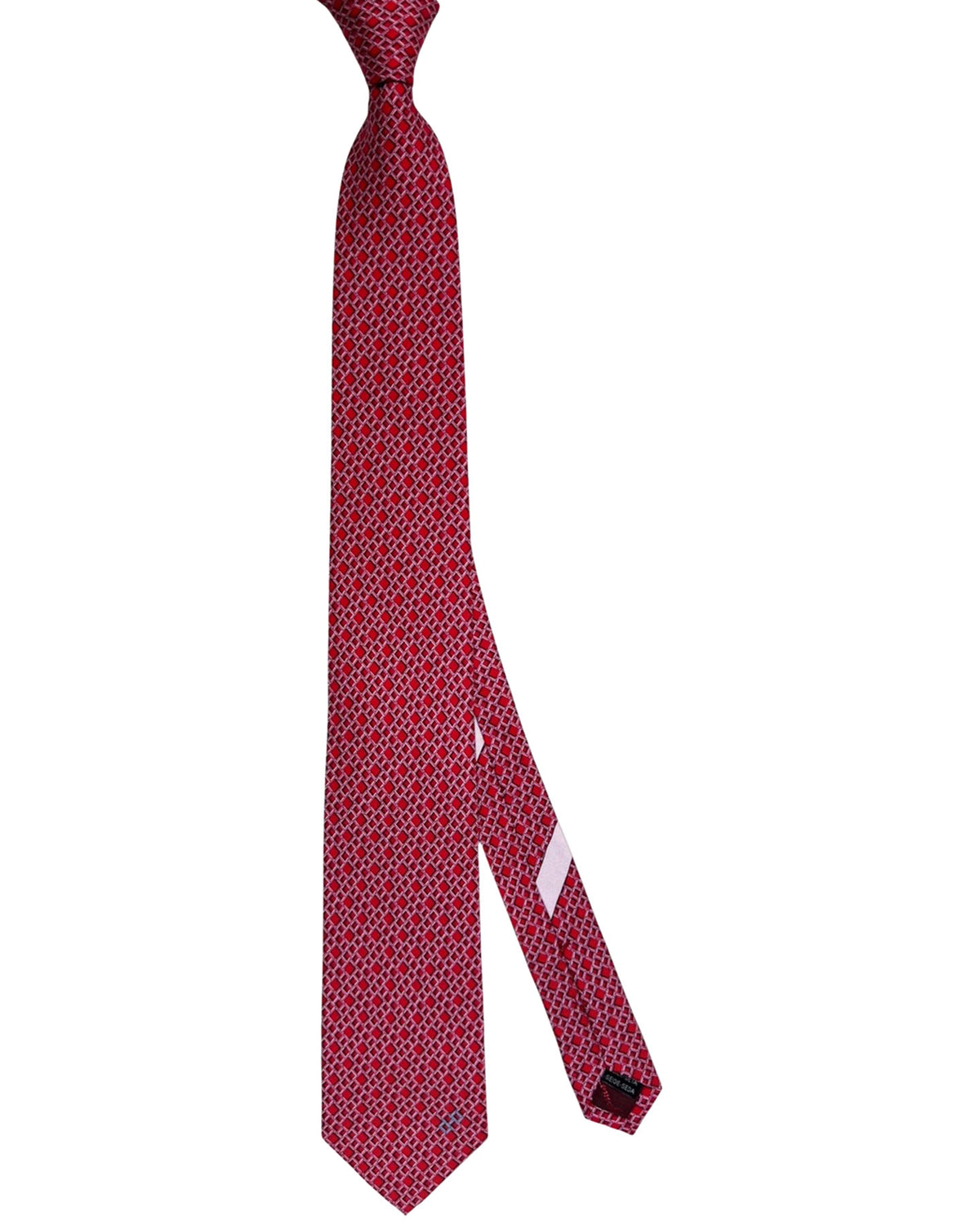 New Ferragamo Tie Red Pink Square Gancini