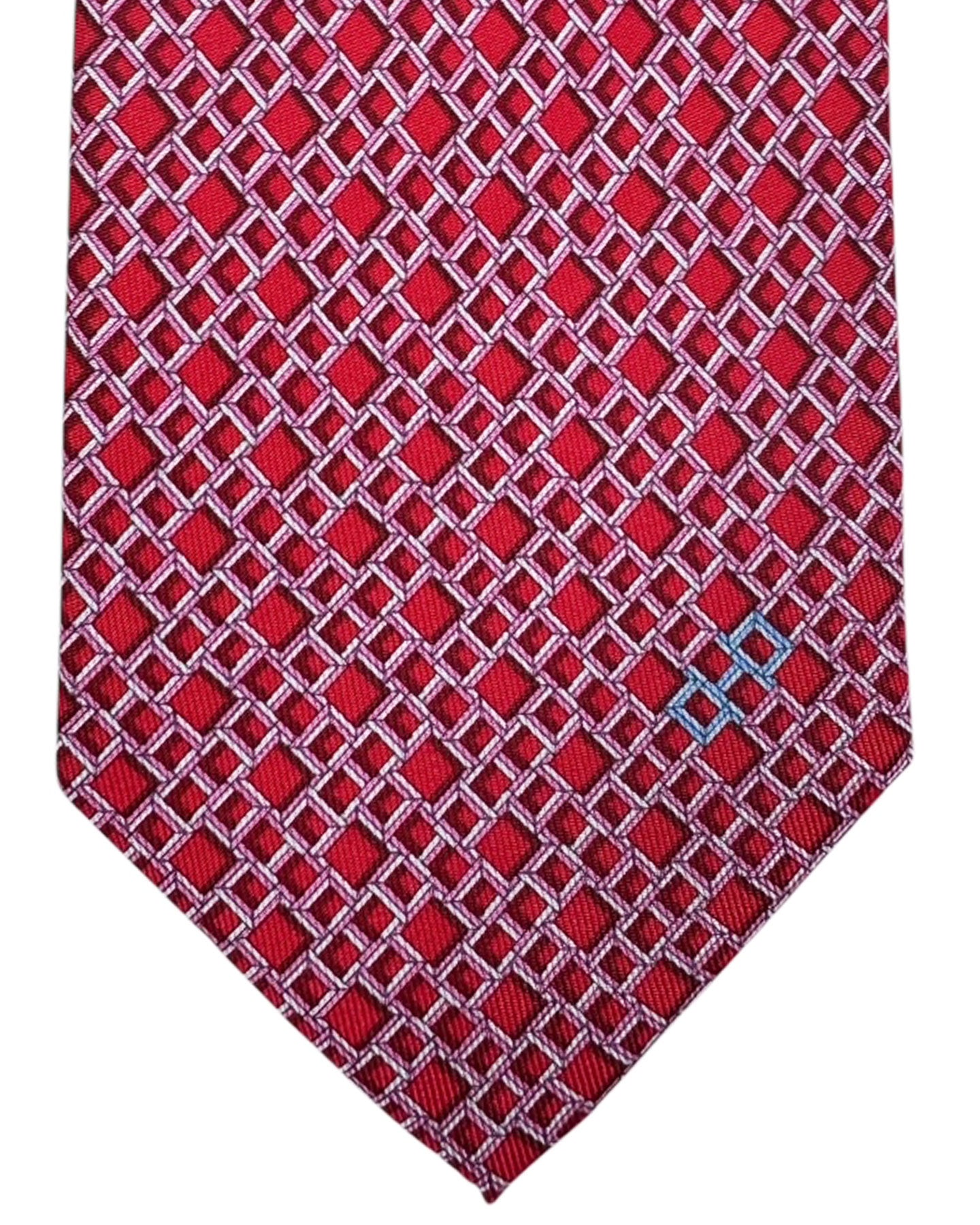 Salvatore Ferragamo Tie Red Pink Square Gancini