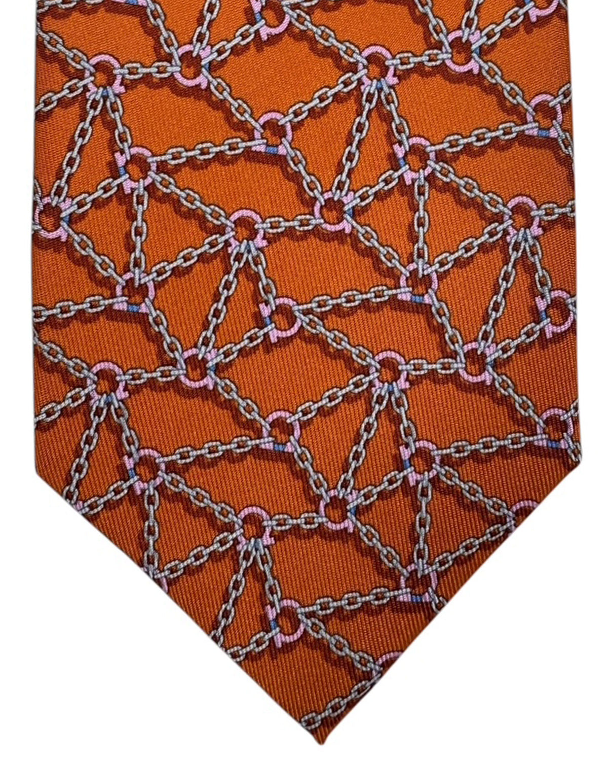 Salvatore Ferragamo Tie Orange Gancini Chain