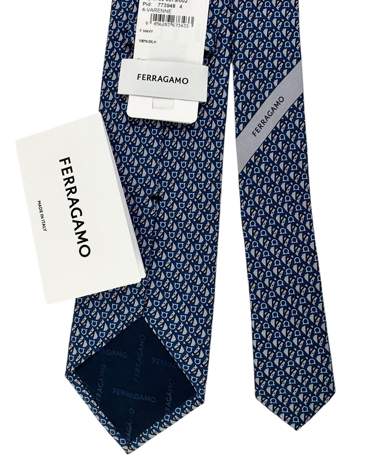 Salvatore Ferragamo Tie Navy Equestrian Horse Design - Fall/ Winter 2025/ 2026