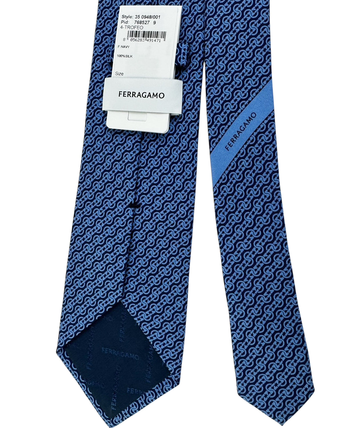 Salvatore Ferragamo Tie Navy Blue Interwoven Gancini - Fall/ Winter 2025/ 2026 Collection