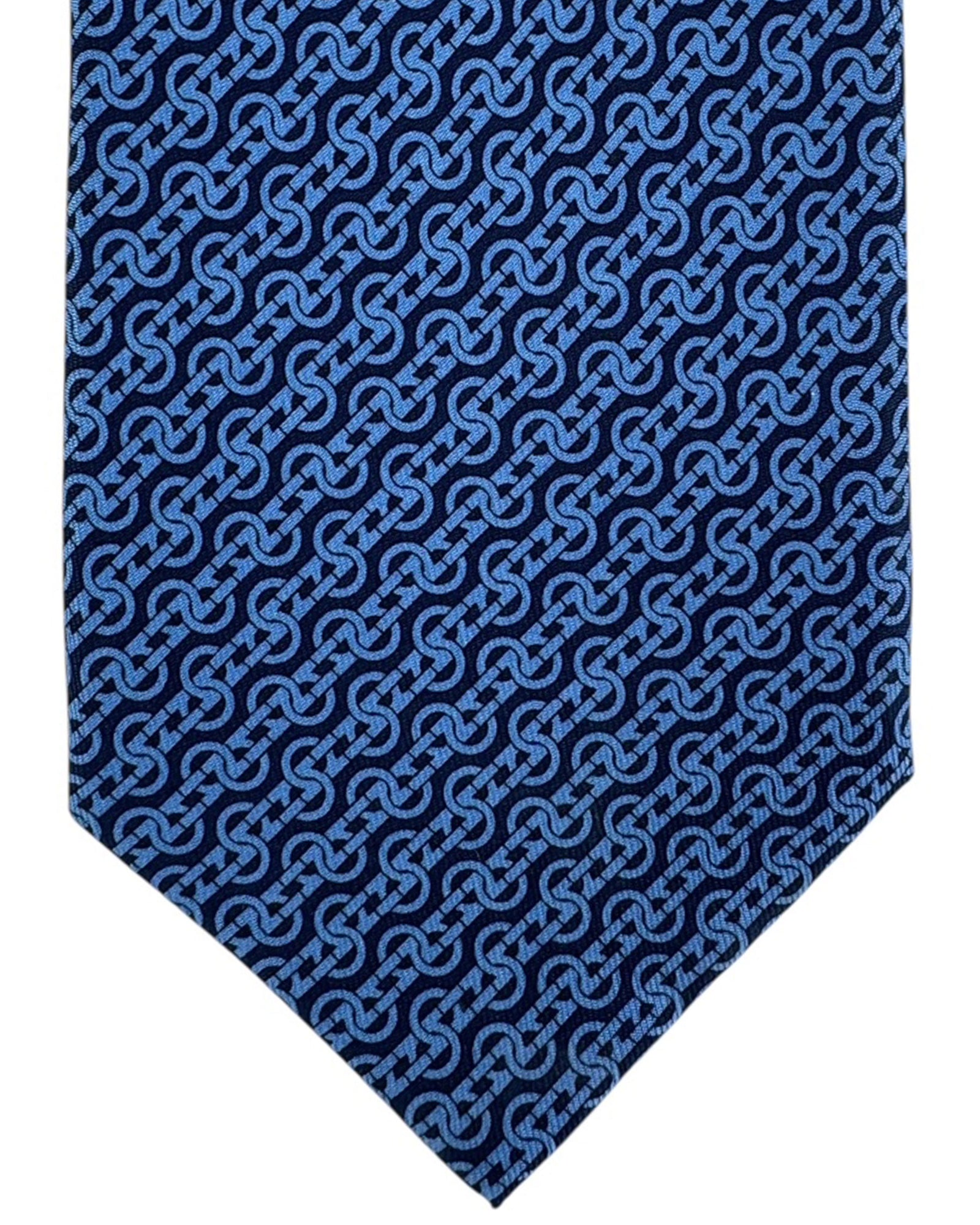 Salvatore Ferragamo Tie Navy Blue Interwoven Gancini - Fall/ Winter 2025/ 2026 Collection
