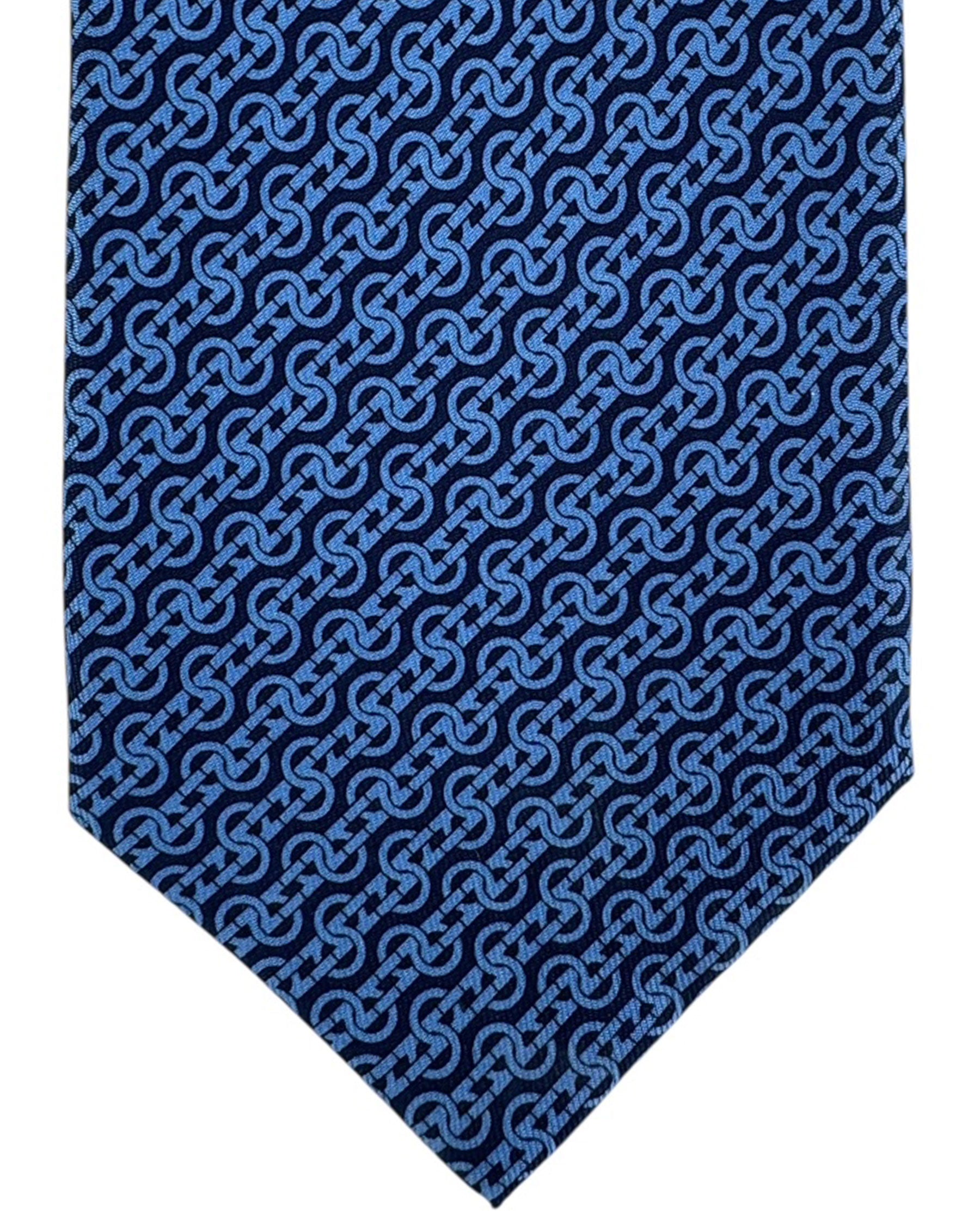Salvatore Ferragamo Tie Navy Blue Interwoven Gancini - Fall/ Winter 2025/ 2026 Collection