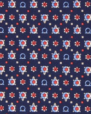 Sale Ferragamo Tie Midnight Blue Turtle Gemstones Design