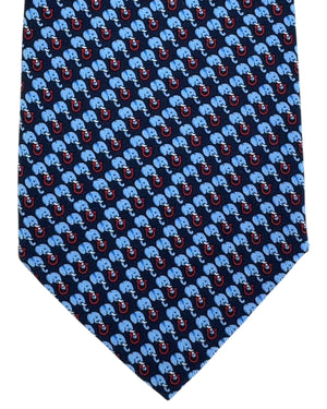 Salvatore Ferragamo Navy Blue Elephants Design
