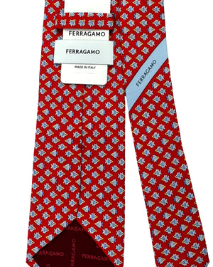 Ferragamo Tie Red Fish Design Genuine