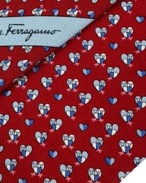 Salvatore Ferragamo Tie Dark Red Bird Design