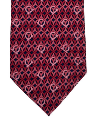 Salvatore Ferragamo Tie Burgundy Pink and Black Gancini Design