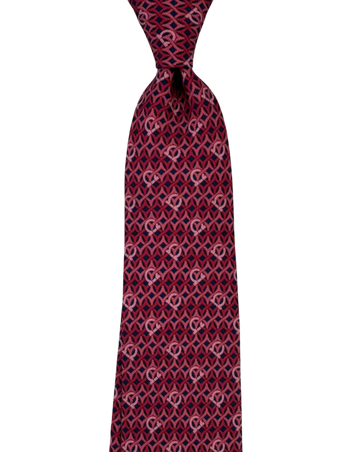 Salvatore Ferragamo Tie Burgundy Pink and Black Gancini Design