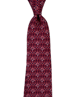 Salvatore Ferragamo Tie Burgundy Pink and Black Gancini Design