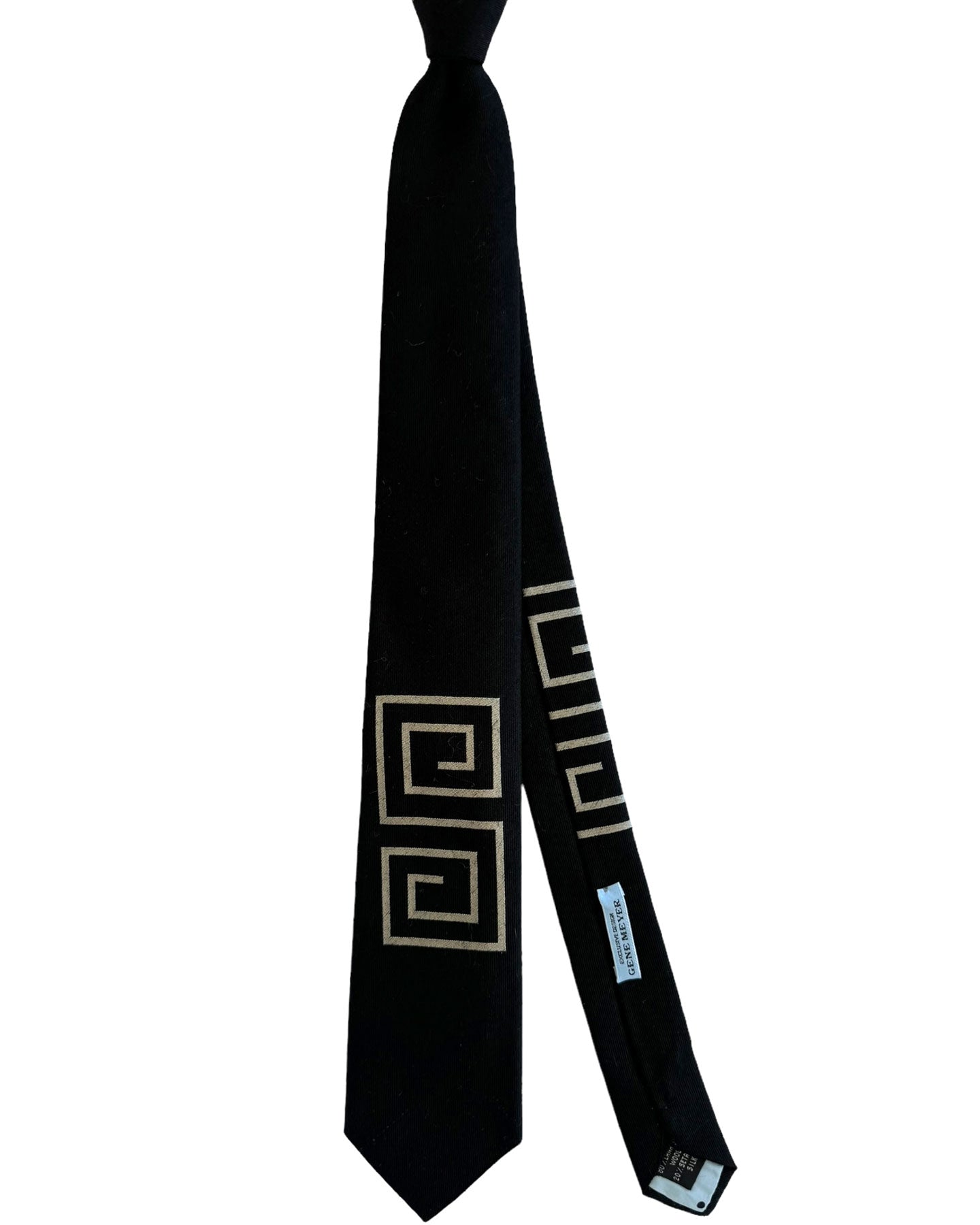 Gene Meyer Tie Black Brown Design - Hand Made in Italy