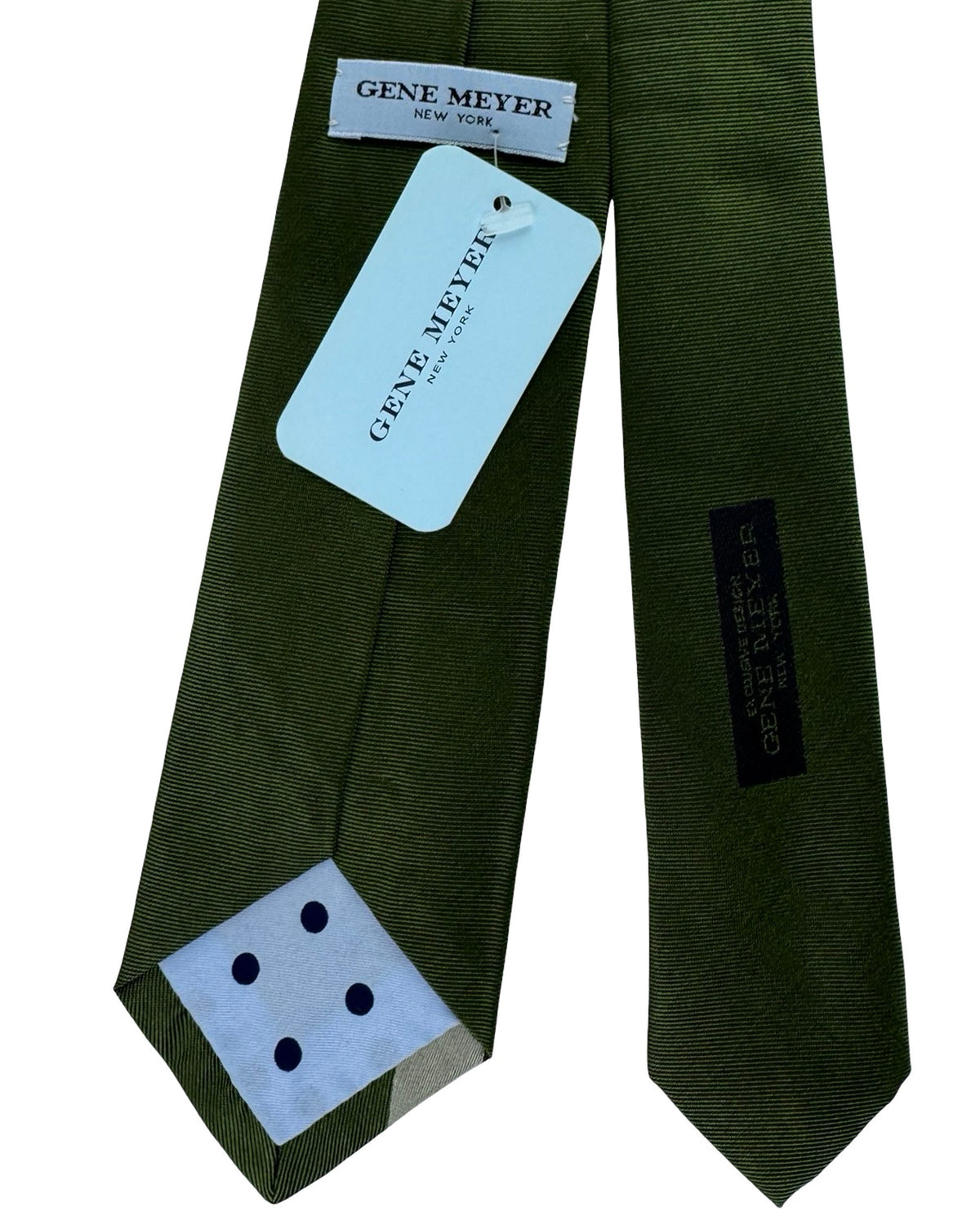 Gene Meyer Tie Forest Green Light Grey Geometric Panel - Hand Made In Italy