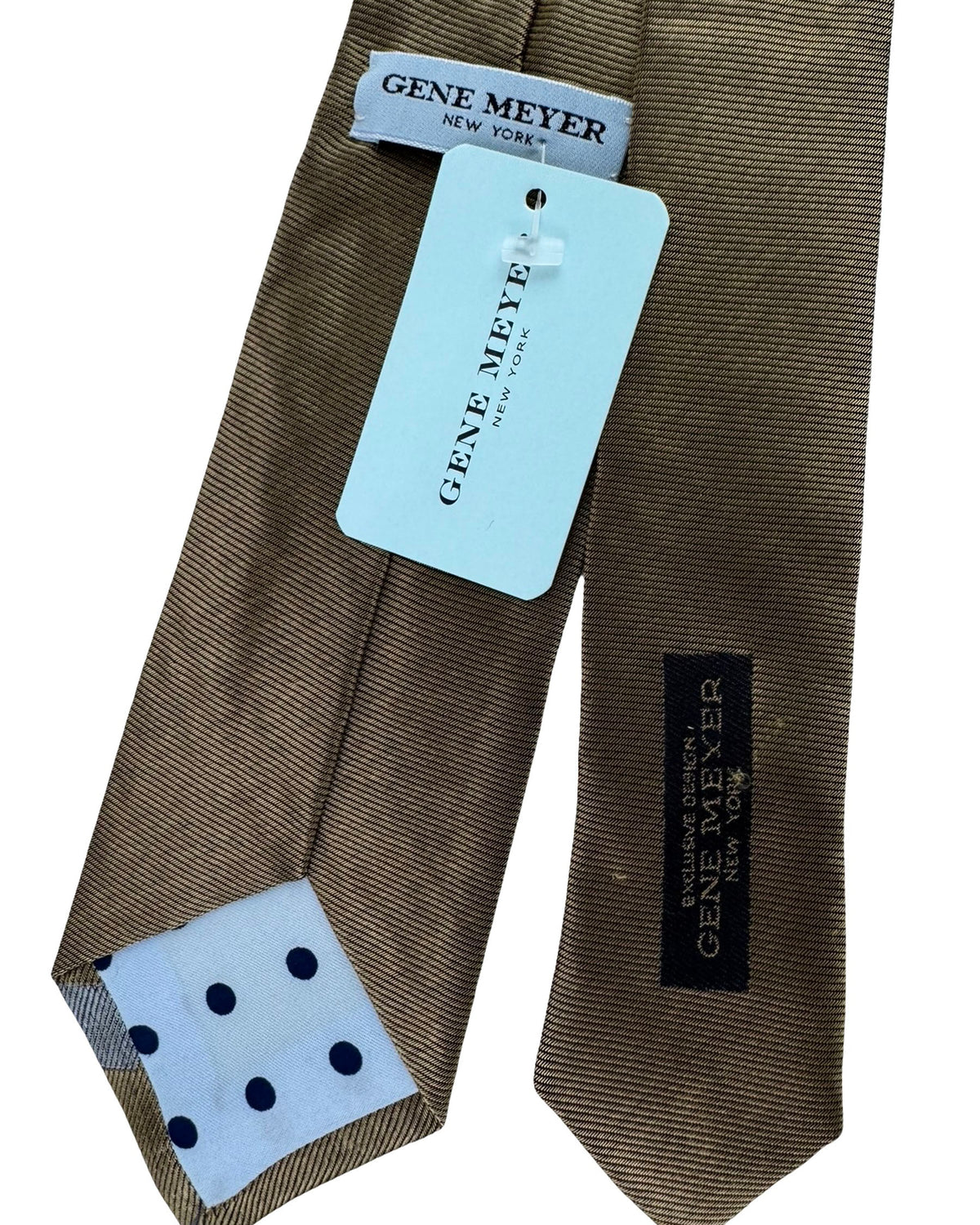 Gene Meyer Tie Brown with Blue and Black Vertical Panel - Hand Made In Italy