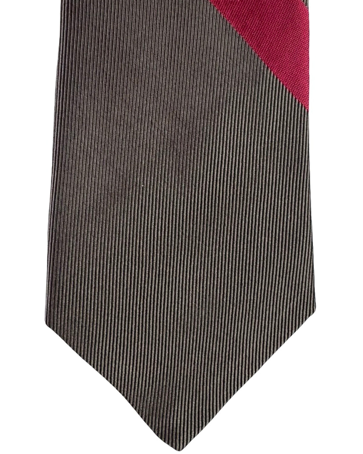 Gene Meyer Tie Tan with Orange and Yellow Bands- Hand Made In Italy