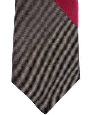 Gene Meyer Tie Tan with Orange and Yellow Bands- Hand Made In Italy