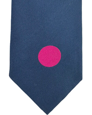 Gene Meyer Tie Brown and Dark Blue with Circular Accent- Hand Made In Italy