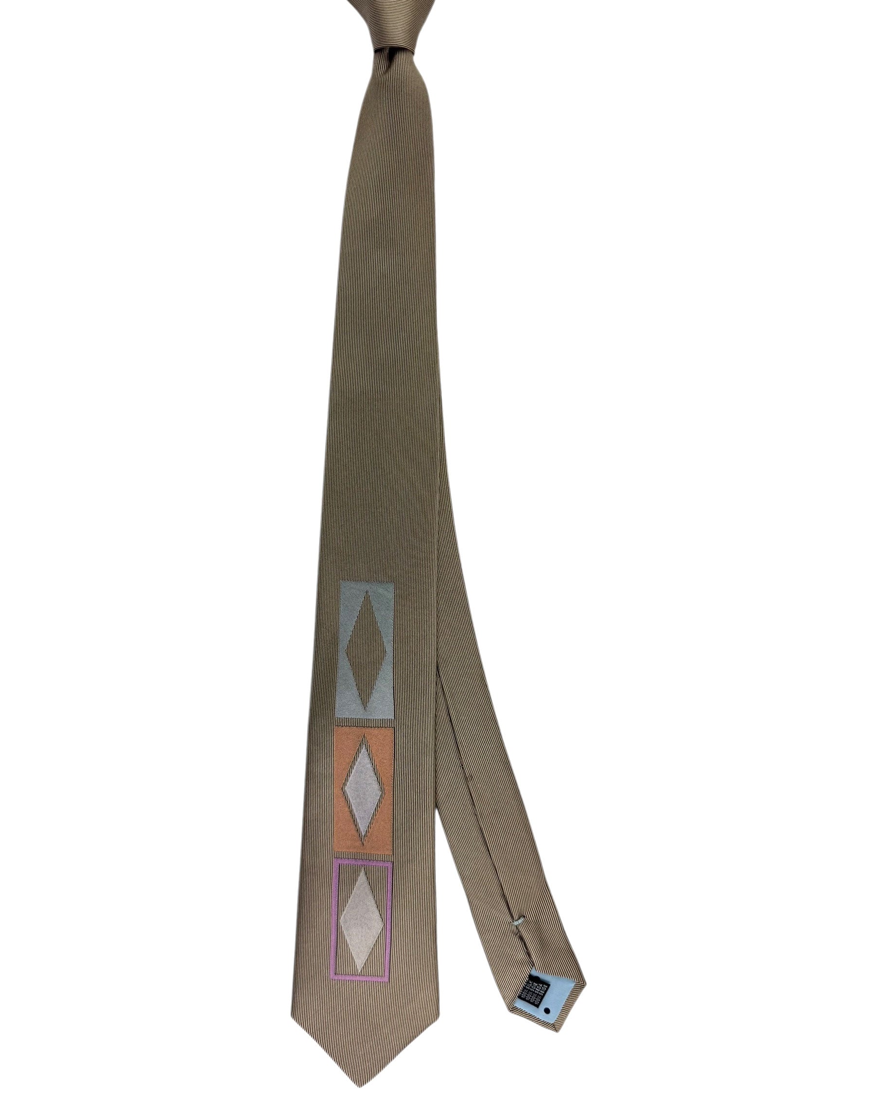 Gene Meyer Tie Taupe-Gray Lilac Peach 