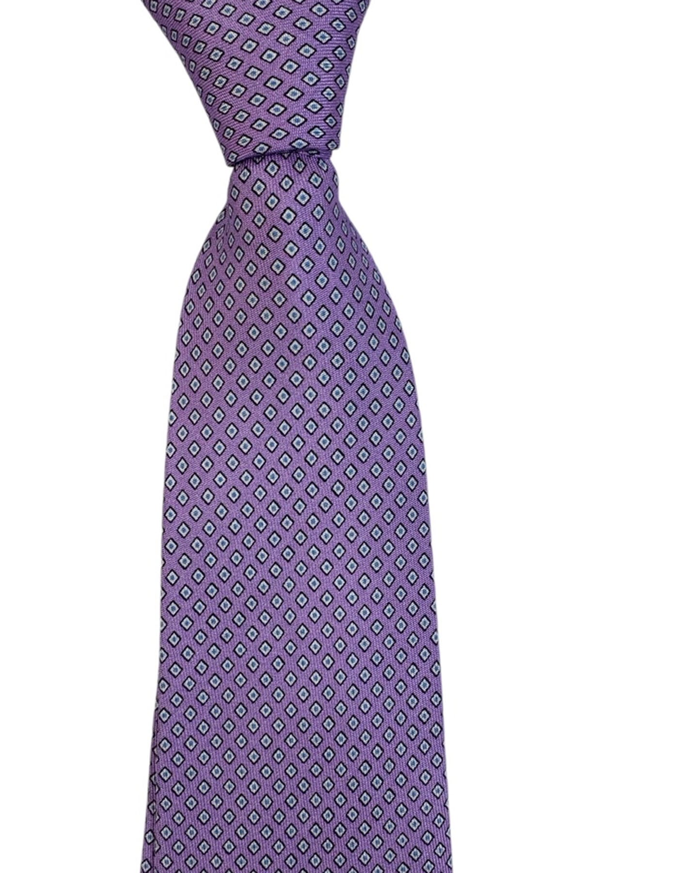 Giampaolo Tie Lilac Micro Geometric - Hand Made In Italy SALE