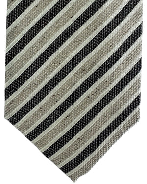 Giampaolo Tie Beige and Black Stripes - Sartorial SALE
