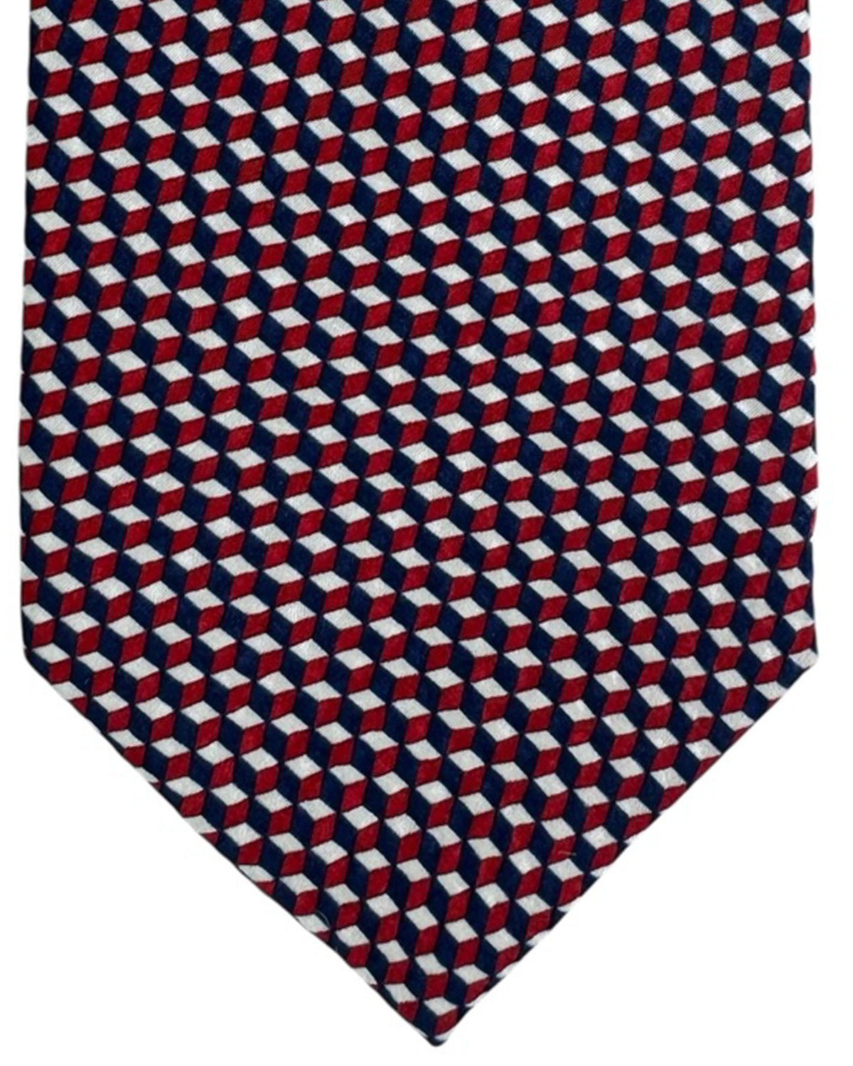 Giampaolo Tie Navy Silver Bordeaux 3D Cube Illusion - Sartorial SALE