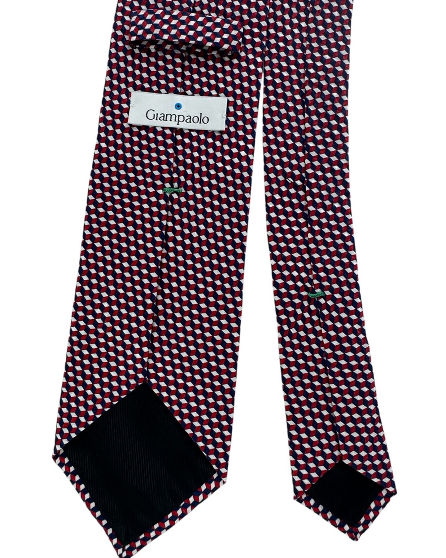 Giampaolo Tie Navy Silver Bordeaux 3D Cube Illusion - Sartorial SALE