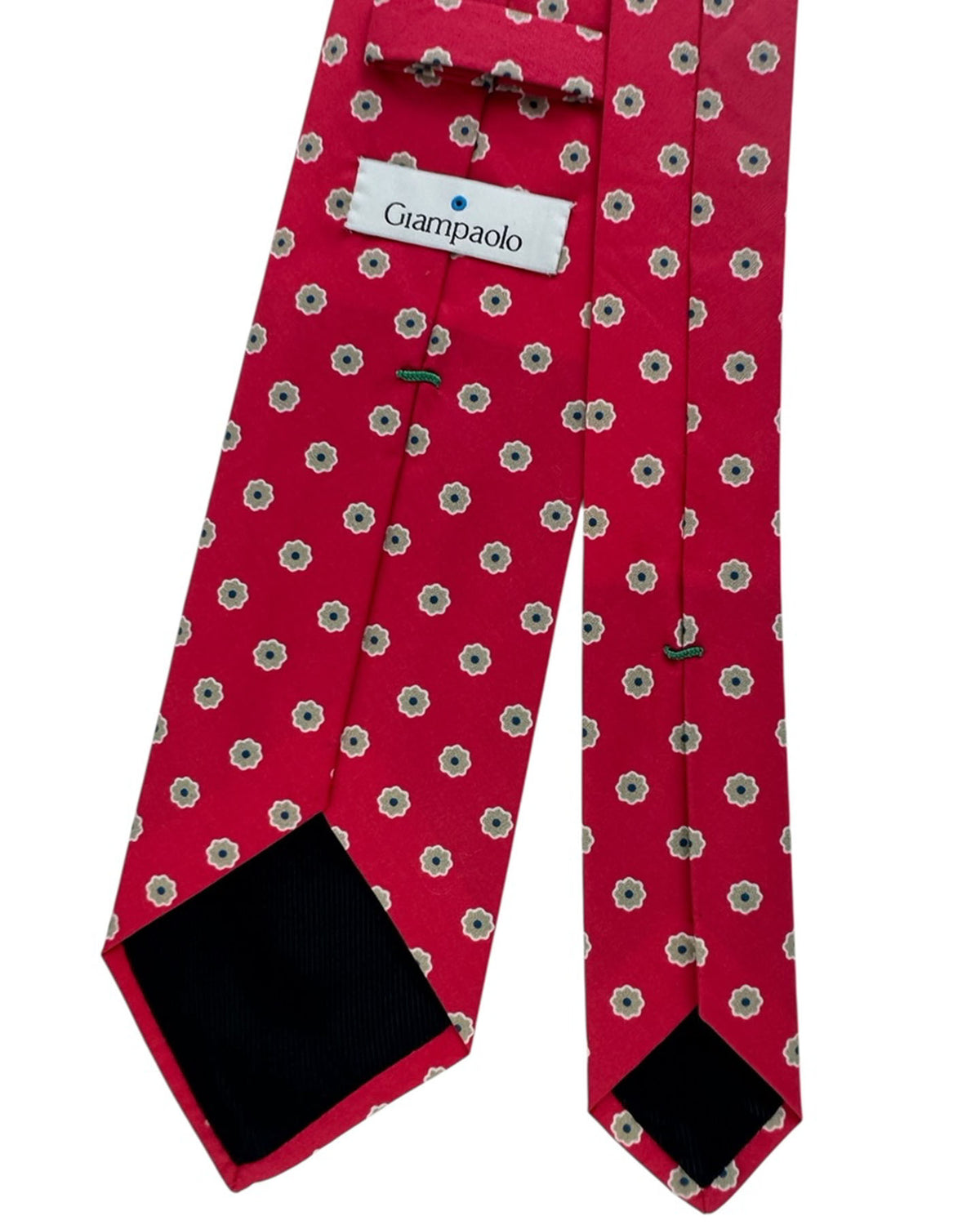 Giampaolo Tie Red with Ivory Medallion Pattern - Sartorial SALE