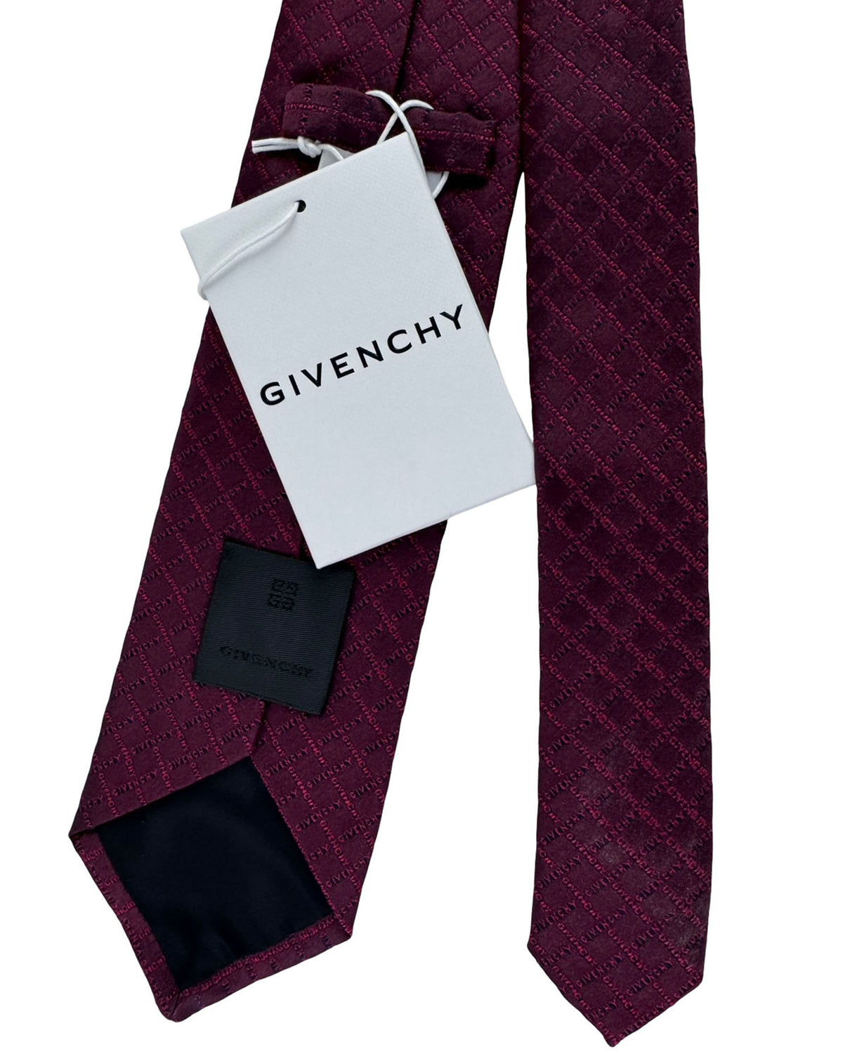 Givenchy Tie Bordeaux And Tonal Diamond Logo Pattern