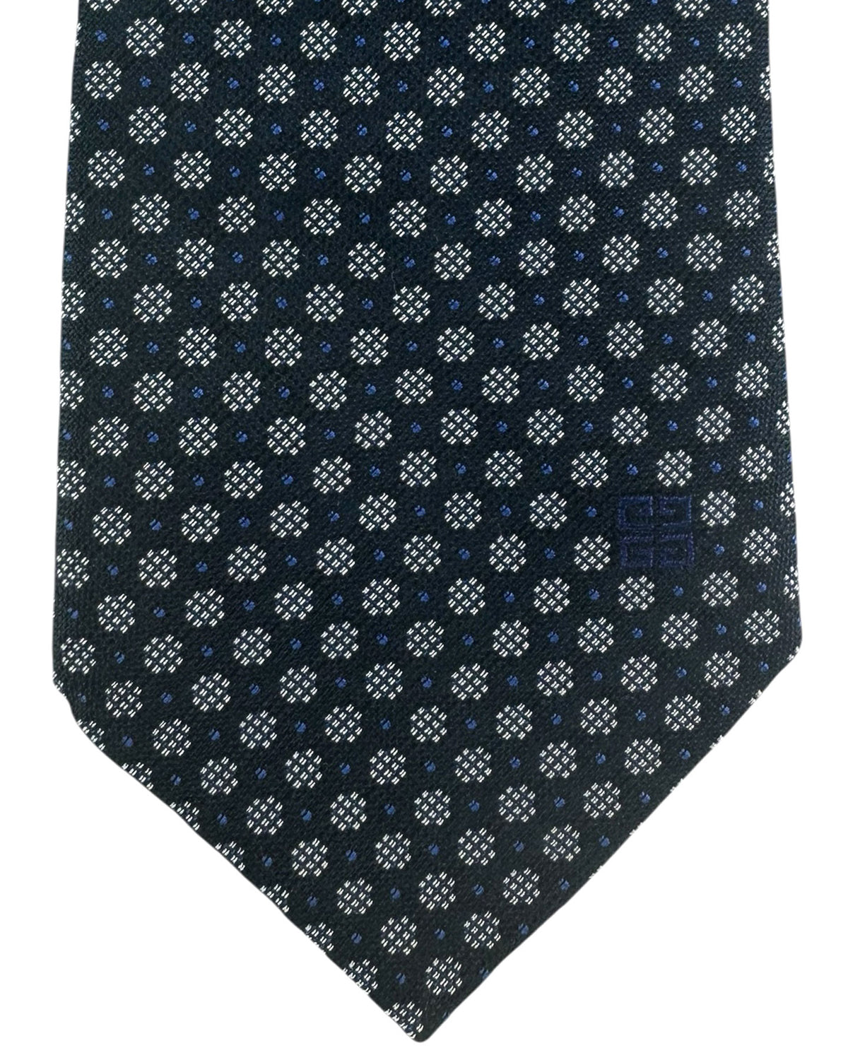 Givenchy Tie Black Midnight Blue Silver Dotted Design