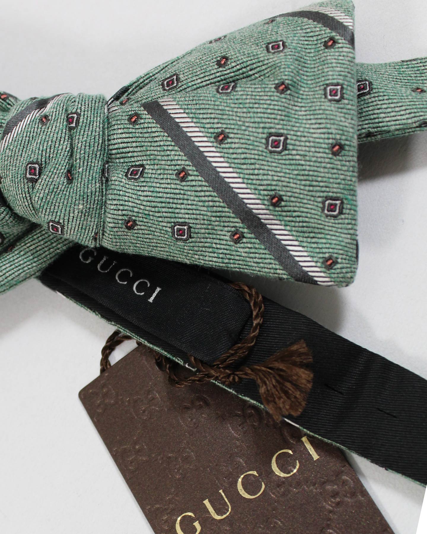 Gucci Bow Tie Green Stripes Geometric 