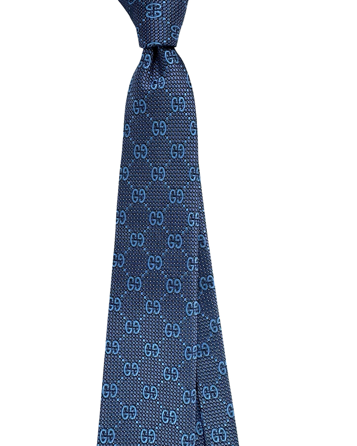 Gucci Tie Gray Blue GG Pattern Deiene